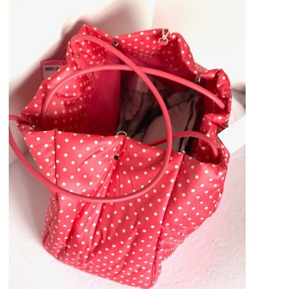 Kate Spade Everything Puffy Tote Dots Pink Nylon Leather Large Shoulder Bag - Picture 9 of 15